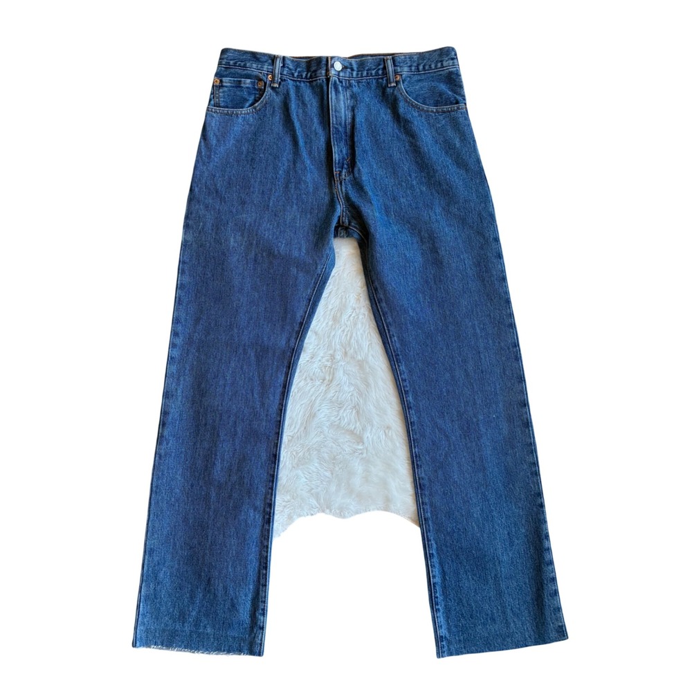 Levis 517 Mens Bootcut Medium Wash Denim Jeans Raw Hem Western cowboy Sz 36x33.5